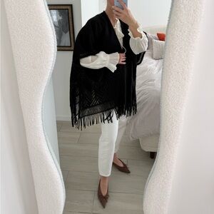 Nine West Charcoal Fringe Shawl. New. Oversize